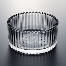 Glass Storage Box Cylindrical Body with Lid (Grooves Pattern)