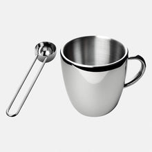Polished Double Wall Stainless Steel Coffee Cup (9 oz.) + Coffee Measuring Spoon (14cm)