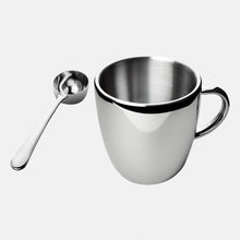 Polished Double Wall Stainless Steel Coffee Cup (9 oz.) + Coffee Measuring Spoon (10.3cm)