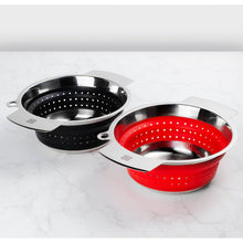 Collapsible Silicon/Stainless Colander (Black)