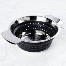 Collapsible Silicon/Stainless Colander (Black)