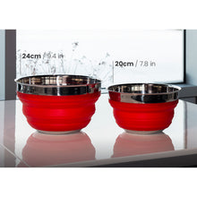 Collapsible Silicone/Stainless Mixing Bowl (Rouge)