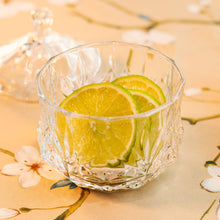 Glass Storage Box Spherical Shape with Lid (Leaves Pattern)