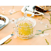 Glass Storage Box Spherical Shape with Lid (Leaves Pattern)