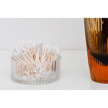 Glass Storage Box Cylindrical Body with Lid (Grooves Pattern)