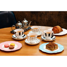 Fine Bone China Tea Cup Set of 8 (Dots & Stripes)