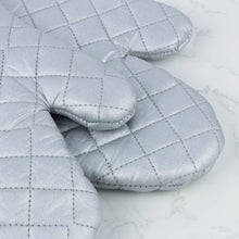 Cotton Oven Gloves Silver Tone Pair (39cm)