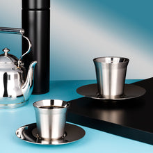 Double Wall Stainless Steel Espresso Cup with Saucer (80mL)