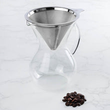 Glass Pour Over Coffee Brewer with Double Mesh Filter (600 ml) + Coffee Measuring Spoon (10.5cm)