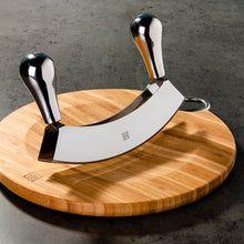 Mezzaluna Chopper (17.5cm / 6.9 in ) with Bamboo Board (Ø24cm / 9.5 in)