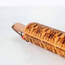 Engraved Rolling Pin (Christmas Symbol Pattern)