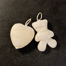 Fun Shaped Natural Loofah Sponge Set 2 pieces (Bear & Heart)