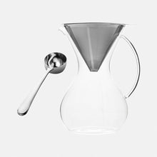 Glass Pour Over Coffee Brewer with Double Mesh Filter (600 ml) + Coffee Measuring Spoon (10.3cm)