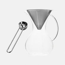 Glass Pour Over Coffee Brewer with Double Mesh Stainless Filter (1L) + Coffee Measuring Spoon (14cm)