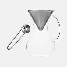 Glass Pour Over Coffee Brewer with Double Mesh Stainless Filter (1L) + Coffee Measuring Spoon (10.5cm)