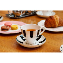 Fine Bone China Tea Cup Set of 8 (Dots & Stripes)