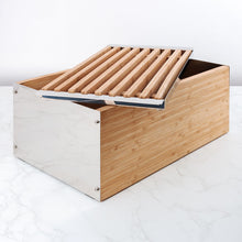 Rectangular 42cm x 25cm x 15cm Bamboo Bread Box with Tray and Bamboo Cutting Rack