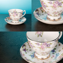 Fine Bone China Tea Cup with Floral Tea Pot Set of 9